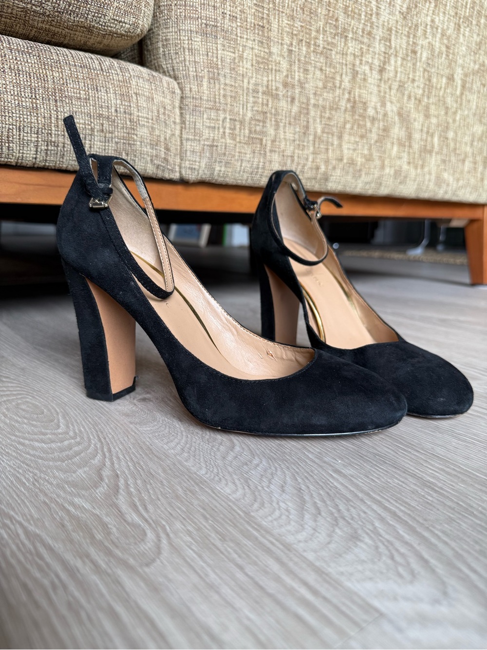 Banana Republic Black Suede Ankle-Strap Pumps